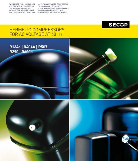 Каталог герметичных компрессоров переменного напряжения 60 Гц Secop