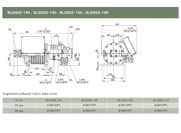 Винтовой холодильный компрессор BLG50Z-165. Аналог Bitzer HSN6461-50