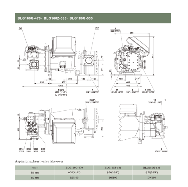 Винтовой холодильный компрессор BLG180G-535. Аналог Bitzer HSK8591-180