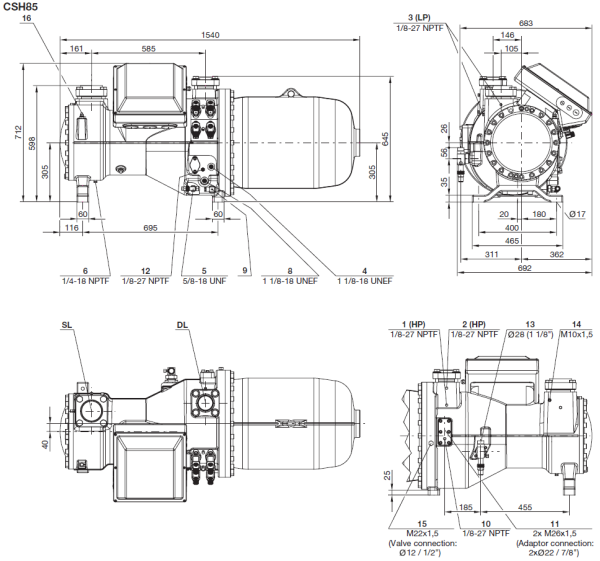 Компрессор CSH8563-125Y-40P