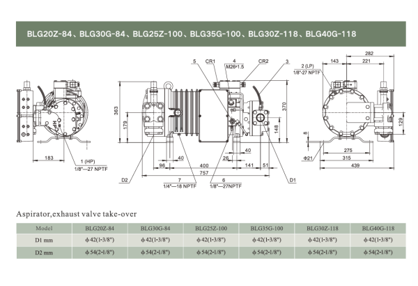 Винтовой холодильный компрессор BLG40G-118. Аналог Bitzer HSK5363-40